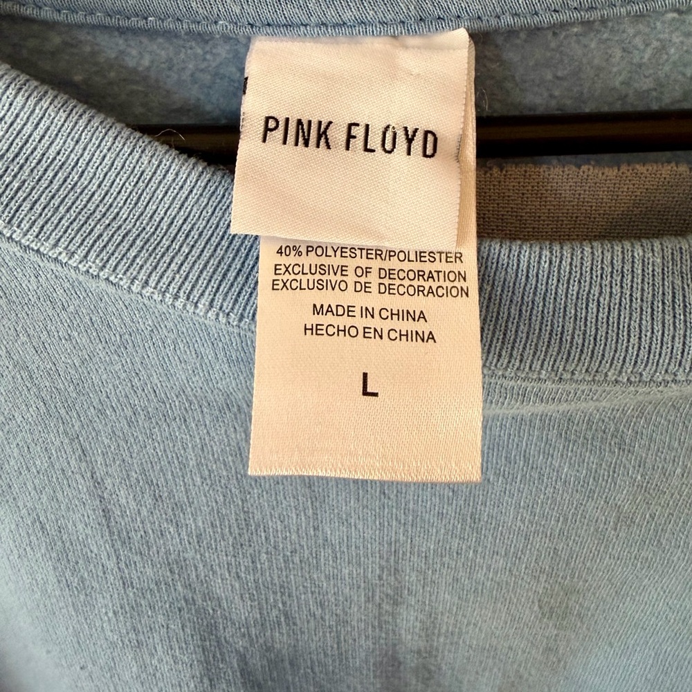 Pink Floyd Crewneck Sweatshirt Blue Graphic Prism Rainbow Size L Unisex fit - Picture 5 of 5